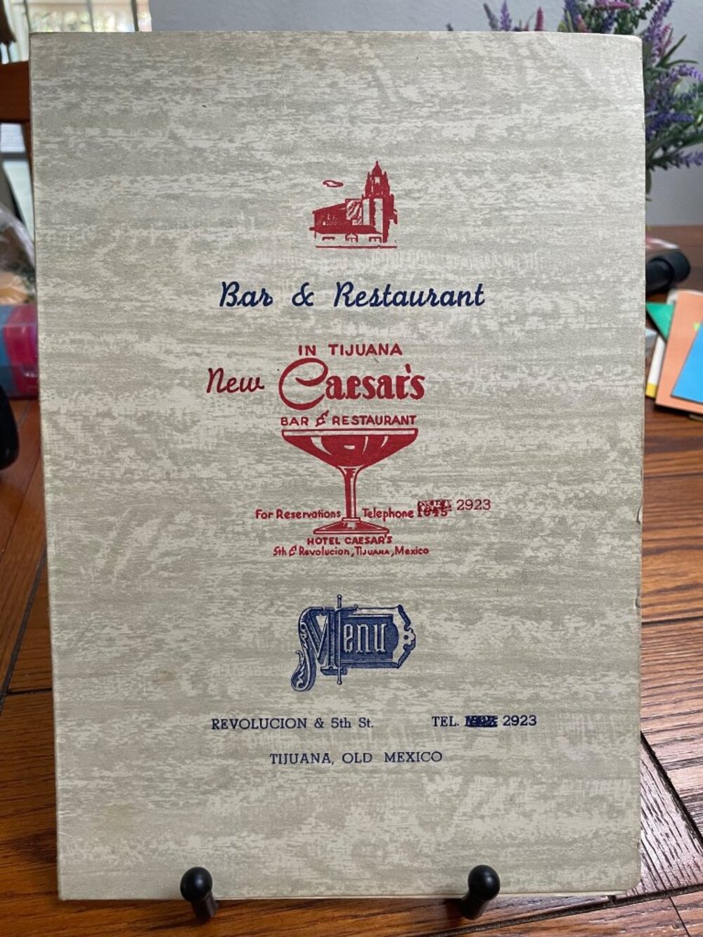 Vintage 1940s New Caesars Bar & Restaurant Menu From Tijuana Mexico – Iconic Pie